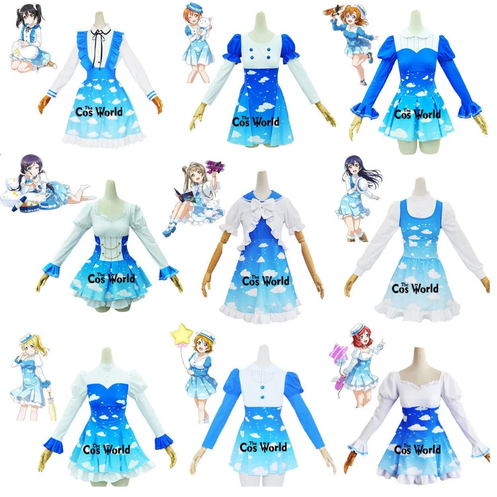 Love Live Honoka Kotori Umi Eli Nozomi Maki Rin Hanayo Nico Sky Lolita Dress Uniform Outfit Anime Customize Cosplay Costumes 1