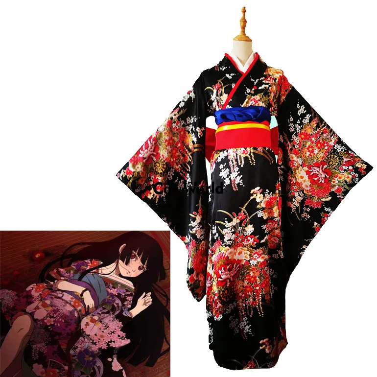 S-5XL Japanese Jigoku Shoujo Enma Ai Kimono Yukata Outfits Anime Cosplay Costumes 1