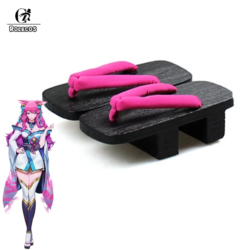 ROLECOS LOL Spirit Blossom Ahri Cosplay Shoes Game LOL Ahri Cosplay High-Heeled Shoes for Women Wooden Geta Clogs Ahri Cosplay 1