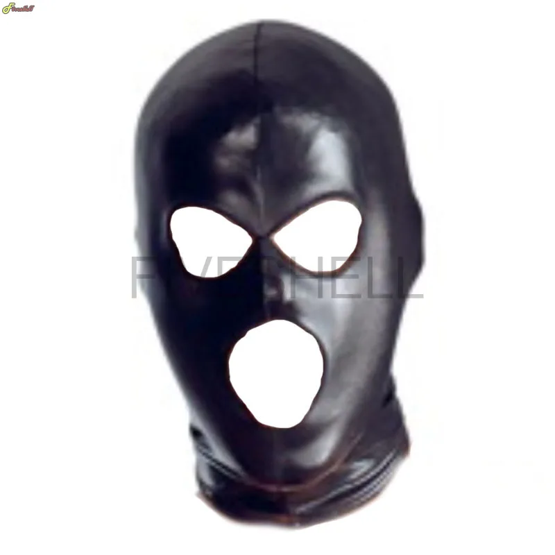 Cosplay Wetlook Hood Head Latex Mask Pirate Headgear Black Leather Face Mask 6 Cosplay Wetlook Hood Head Latex Mask Pirate Headgear Black Leather Face Mask 1