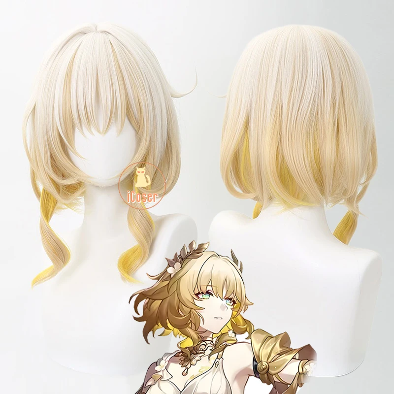 Aglaea Cosplay Wig Honkai Star Rail Blonde White Short Hair Amphoreus The Goldweaver Halloween Party for Women Role Play Props 1