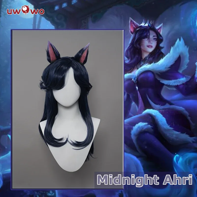 UWOWO Ahri Wig League of Legends/LOL: Midnight Ahri Nine Tailed Foxx Fur Cosplay Wig Long Purple Hair With Ears 1