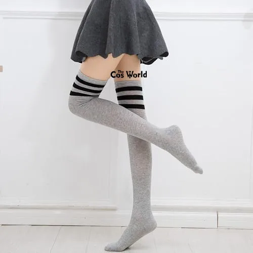 16 Farben Damen Herbst Winter Wärmende Streifen Overknee Socken Oberschenkel für Anime Schuluniform 4 16 Colors Womens Autumn Winter Warming Stripes Stocking Over The Knee Socks Thigh Highs For Anime School Uniform 4