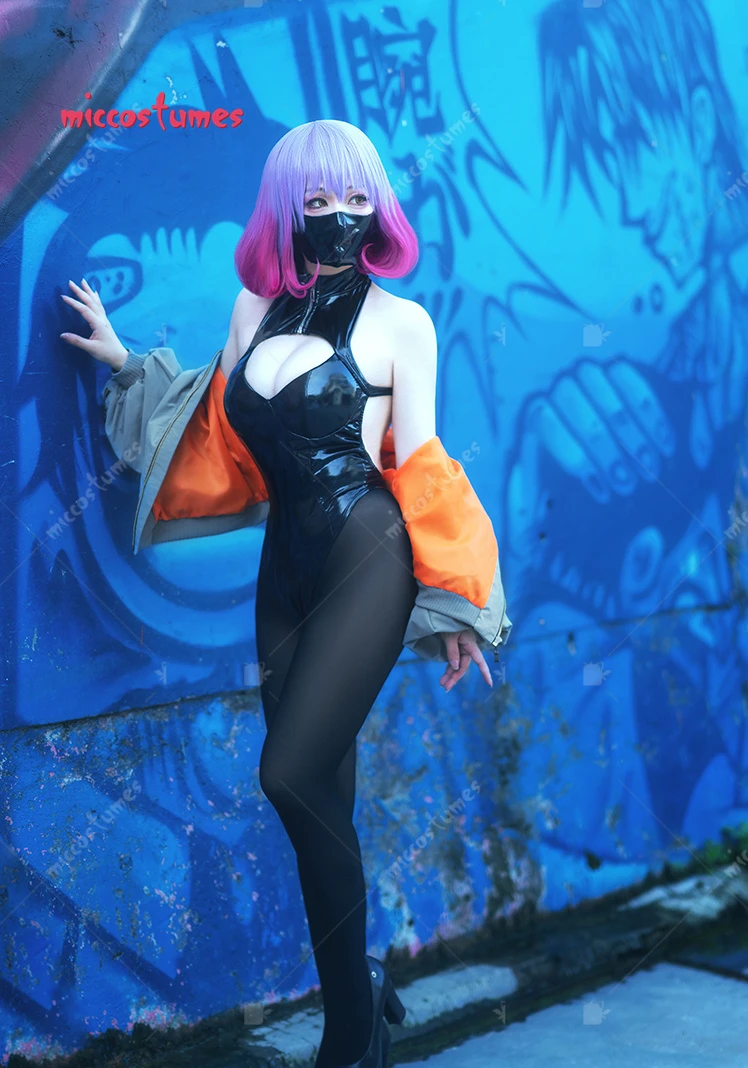 Luna Cosplay Kostüm Schwarz mit Mantel, Strümpfen, Gesichtsbedeckung und Perücke 11 Luna Cosplay Kostüm Schwarz mit Mantel, Strümpfen, Gesichtsbedeckung und Perücke 2