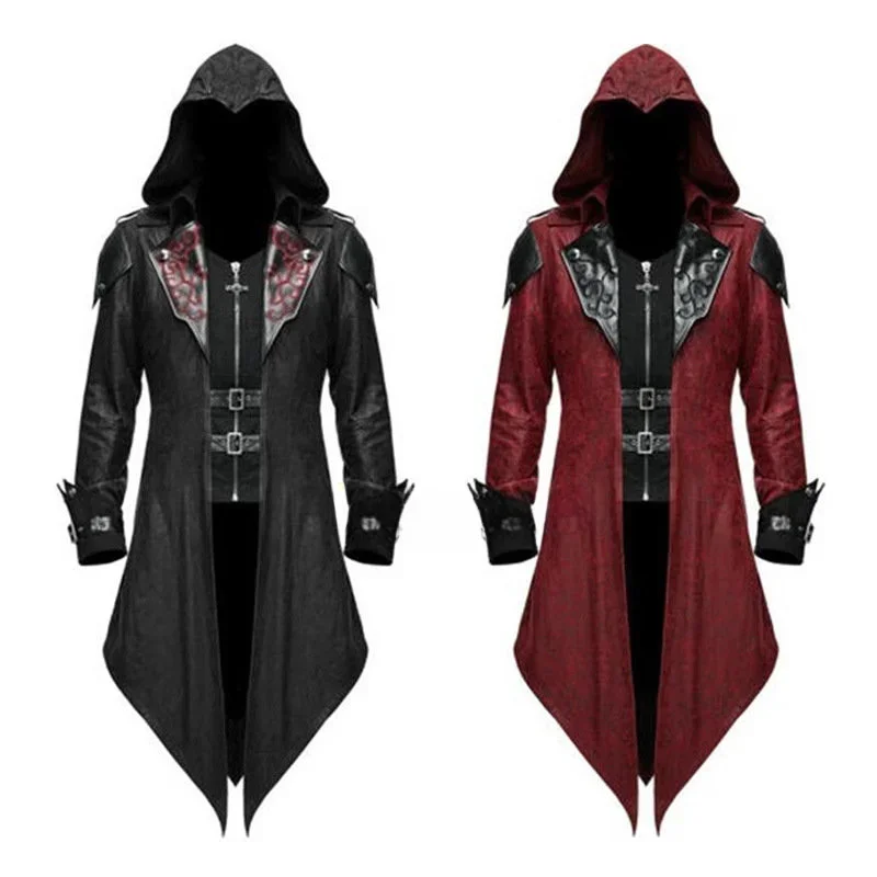 2 Color Assassin Cosplay Medieval Man Streetwear Hooded Jackets Outwear Costume Edward Assassins Creed Halloween Costume 1