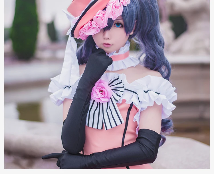 Anime Ciel Phantomhive Cosplay Victorian Dress Medieval Ball Gown Gothic Lolita Black Butler Cosplay Hat Wig 6