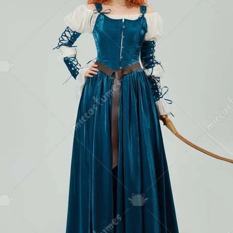 Miccostumes Women Medieval Costume Renaissance Vintage Lantern Sleeves Dress with Corset and Skirt Halloween Cosplay Costume 1