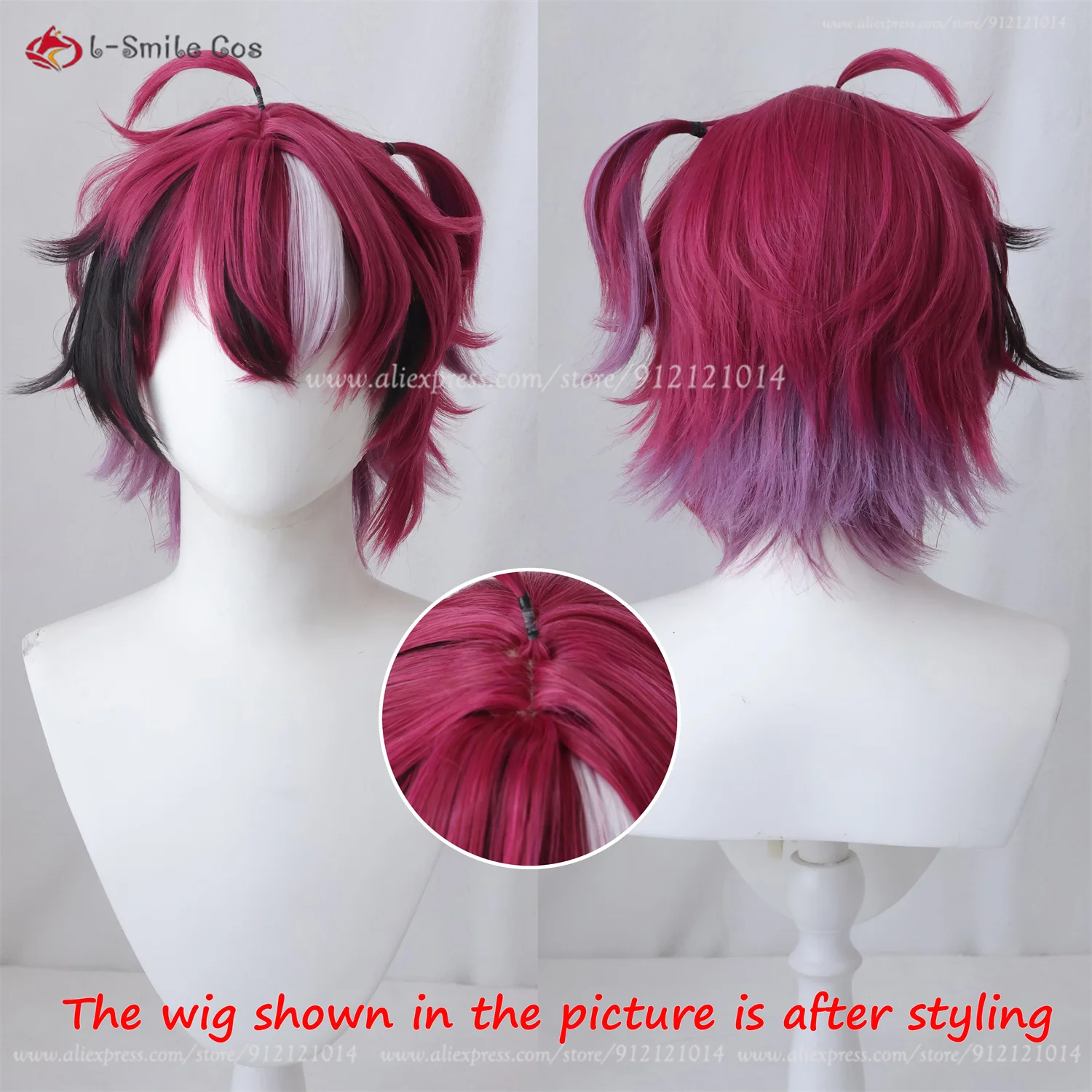 Vtuber Doppio Dropscythe Cosplay Wig Doppio 35cm Mixed Color Anime Wigs Heat Resistant Synthetic Hair Halloween Wigs + Wig Cap 1