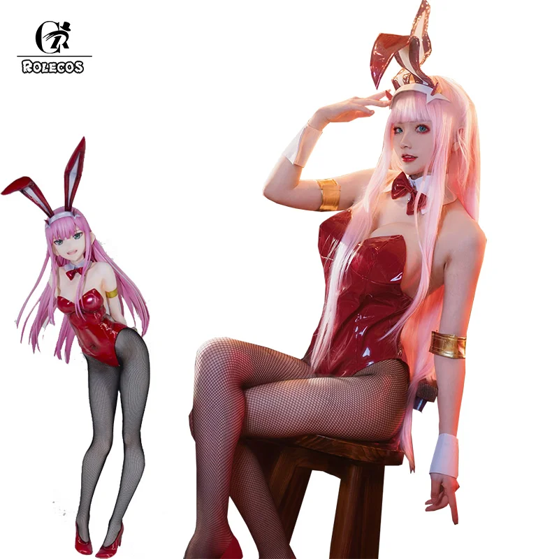 ROLECOS Anime DARLING in the FRANXX Cosplay Costume Zero Two Bunny Girl Cosplay Costume 02 Sexy Women Jumpsuit Red Leather Suit 1