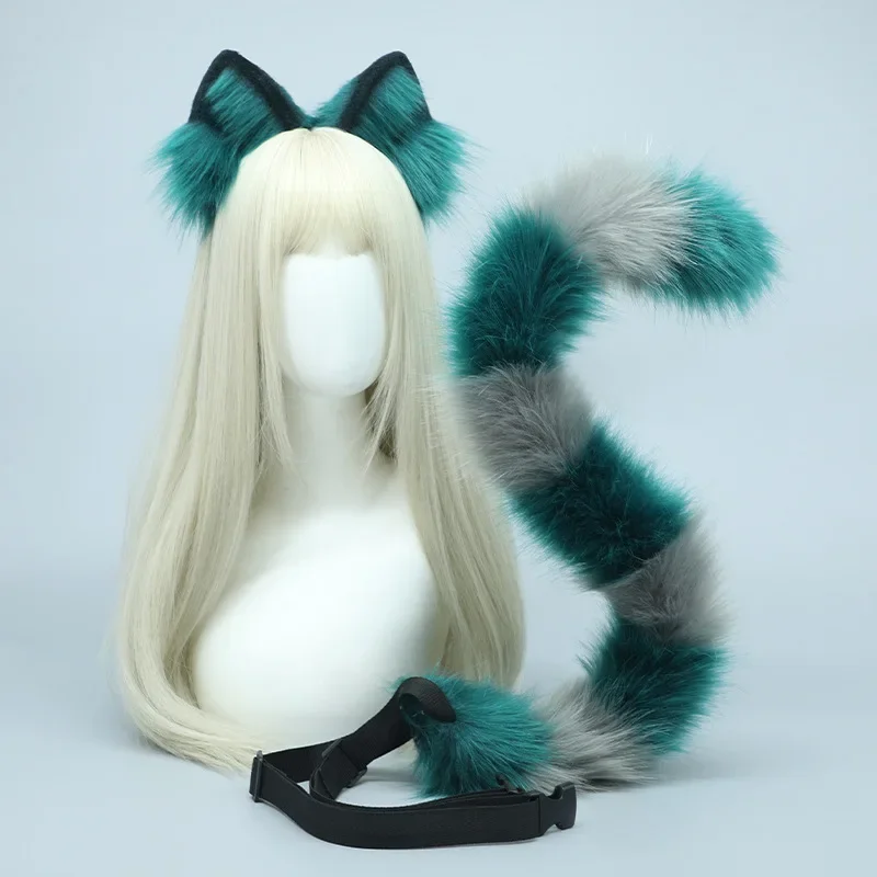 Simulation Fox Cat Ears Wolf Tail Cosplay Performance Props Accessories Handmade Anime Plush Beast Tail Halloween Dress Up Props 1