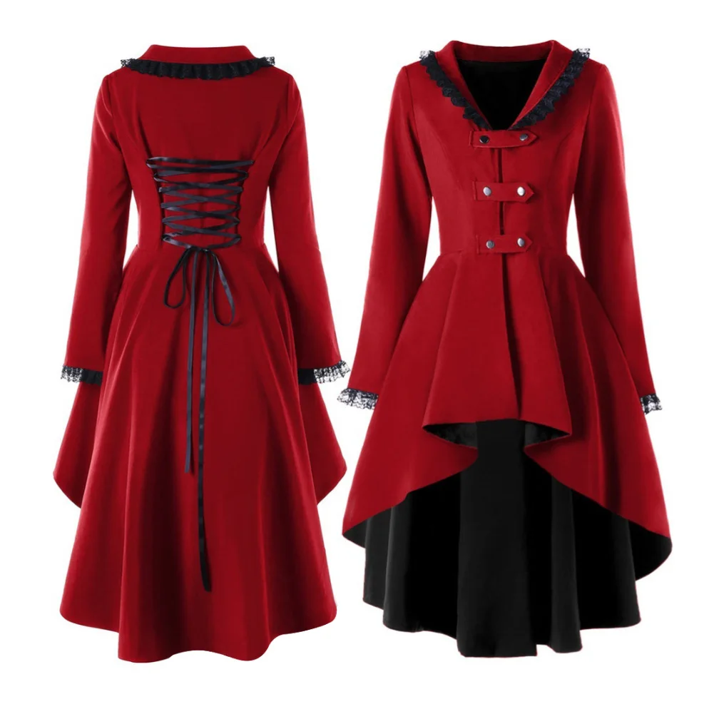 Women's Autumn Winter Steampunk Cosplay Night Dress Christmas Medieval Dance Costume 7