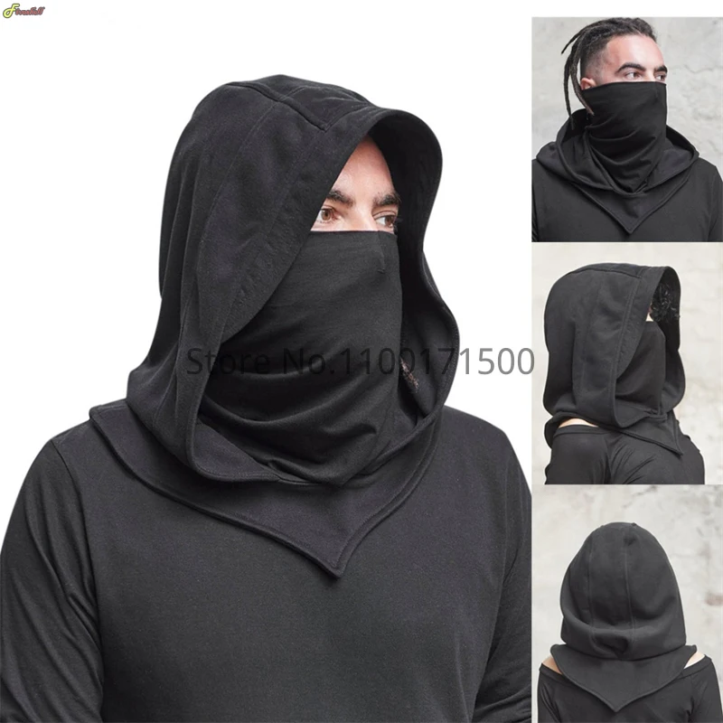 Unisex Halloween Costumes Medieval Mask Hat Cosplay Renaissance Hooded Cloak Cape Cowl Assassin Black Gothic Vampire Accessories 1