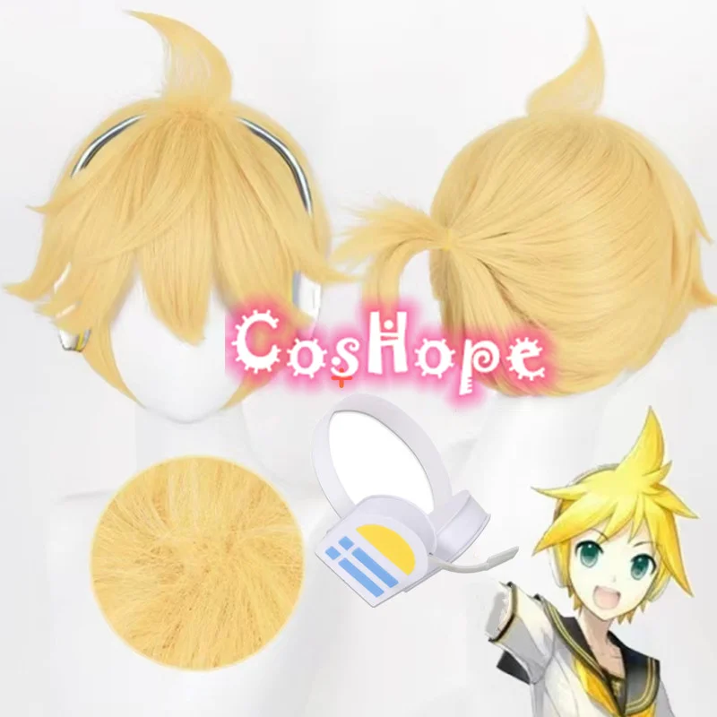 Len Cosplay Wig 30cm Short Wig Light Yellow Wig Cosplay Anime Cosplay Wigs Heat Resistant Synthetic Wigs 1