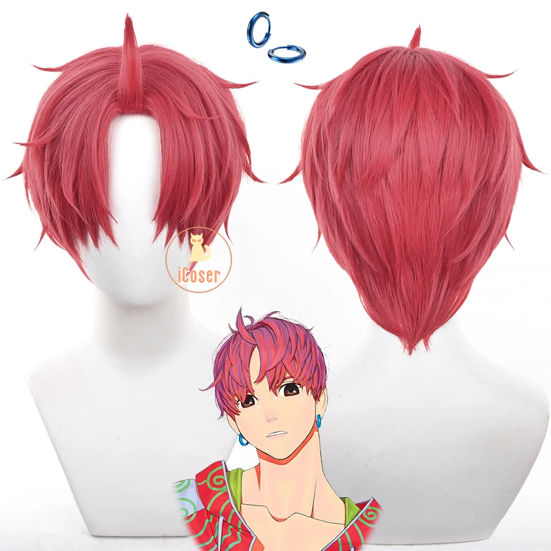 Anime Dandadan Jin Enjoji Cosplay Wig Jiji Red Short Hair Earrings Accessory Momo Ayase Halloween Party Women Men Props iCoser 1