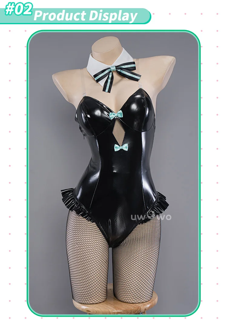 Mikku Bunny Cosplay mit Kopfband Schwarzes Mikku Cosplay Kostüm Bodysuit Karneval Halloween Outfits 4