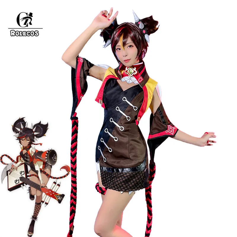 ROLECOS Game Genshin Impact Xinyan Cosplay Costume Xinyan Cosplay Costume Sexy Women Dress Halloween Vest Shorts Socks Full Set 1