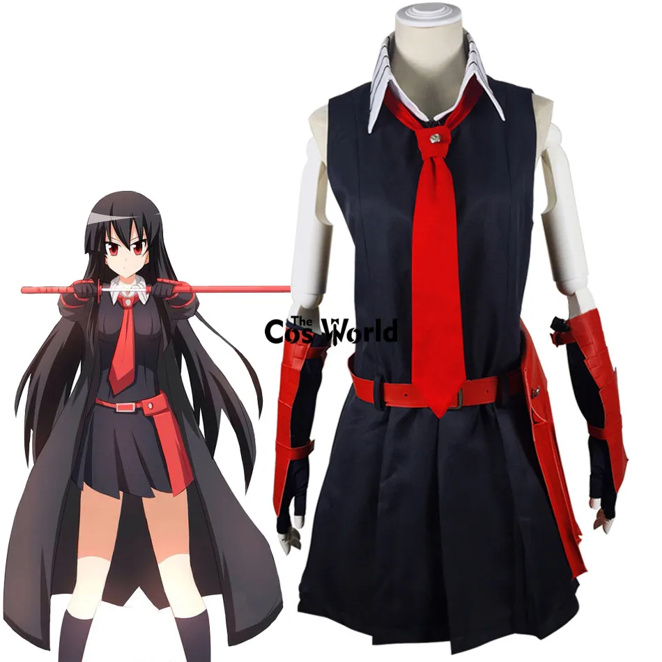 Akame ga KILL Akame Black Sleeveless Dress Uniform Outfit Anime Cosplay Costumes 1