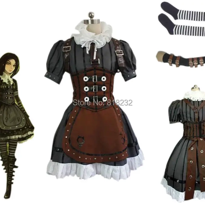 Alice Madness Returns Alice Maid Apron Dress Uniform Outfit Cosplay Costumes 1