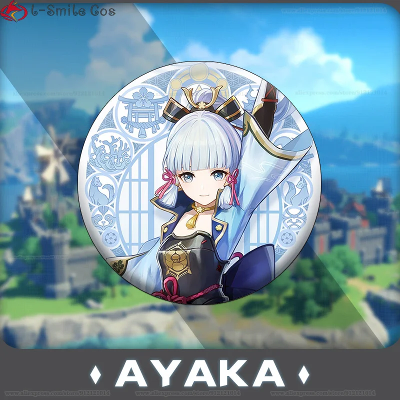 Kamisato Ayaka Cosplay Perücke 75cm lang Silber Blau mit Zopf Hitzebeständige Synthetikhaar Perücke Cosplay Kostüm 18