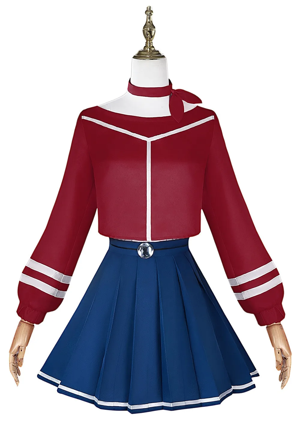 MiSide Crazy Mita Cosplay Perücke Kostüm Uniform Rot Haarschmuck Halloween Party für Frauen Mädchen Requisiten 3