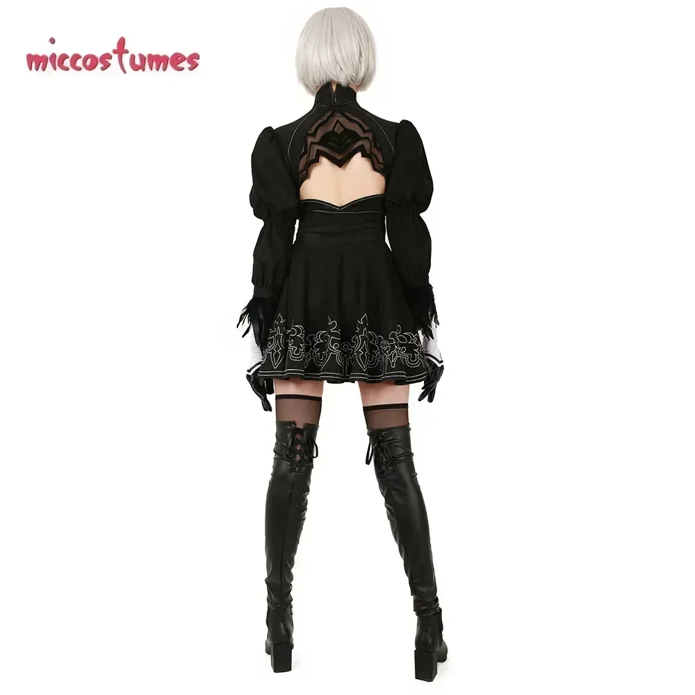 24 Stunden Versand Damen 2B Cosplay Kostüm Leotard Rock mit Haarband Leggings und Perücke Halloween Cosplay Kostüm 3 Miccostumes 24Hours Shipping Women's 2B Cosplay Costume Leotard Skirt with Hairband Leggings and Wig Halloween Cosplay Costume 3