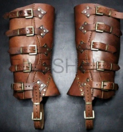 Halloween Mittelalter Lederbeinschützer Stiefel Rüstung Ritter Kostüm Strap Puttees 4