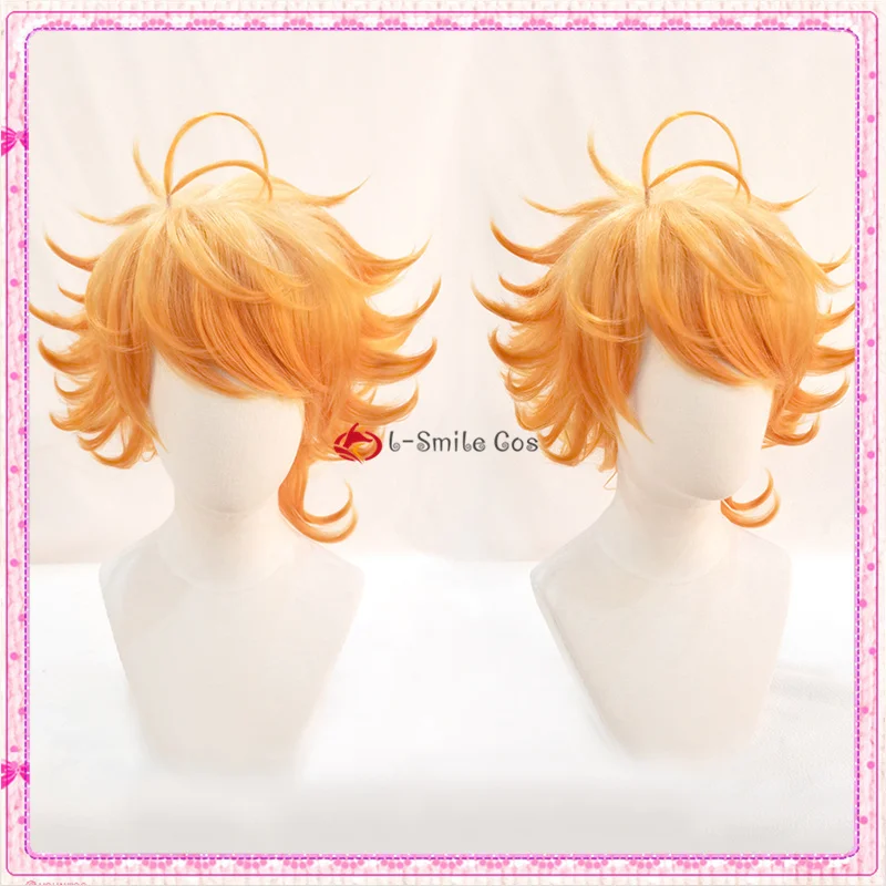 Emma Wig Short Golden Gradient Yellow Wig Anime The Promised Neverland Cosplay Hair Synthetic Cosplay Wigs + Wig Cap 1