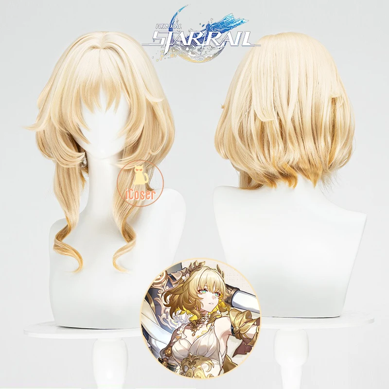 Honkai Star Rail Aglaea Cosplay Wig Blonde Short Hair Amphoreus The Goldweaver Halloween Party for Women Girls Role Play Props 1