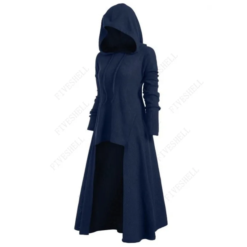 Women's Autumn Evening Party Dress Hooded Cloak Knight Medieval Gothic Costume Cosplay 6