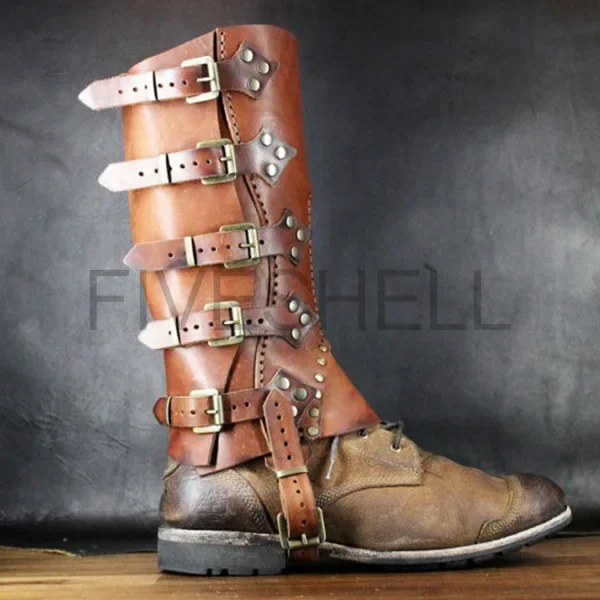 Halloween Mittelalter Lederbeinschützer Stiefel Rüstung Ritter Kostüm Strap Puttees 2