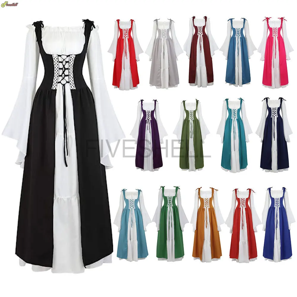 2024 New Plus Size Medieval Dress for Women Renaissance Gothic Long Maxi Retro Vestido Victorian Lace Up Paty Ball Gown 15 Color 1