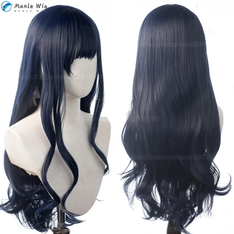 Game FF14 Gaia Cosplay Wig FFXIV Gaia Cosplay 80cm Blue Heat Resistant Hair Halloween Final Fantasy XIV Gaia Wigs + Wig Cap 1