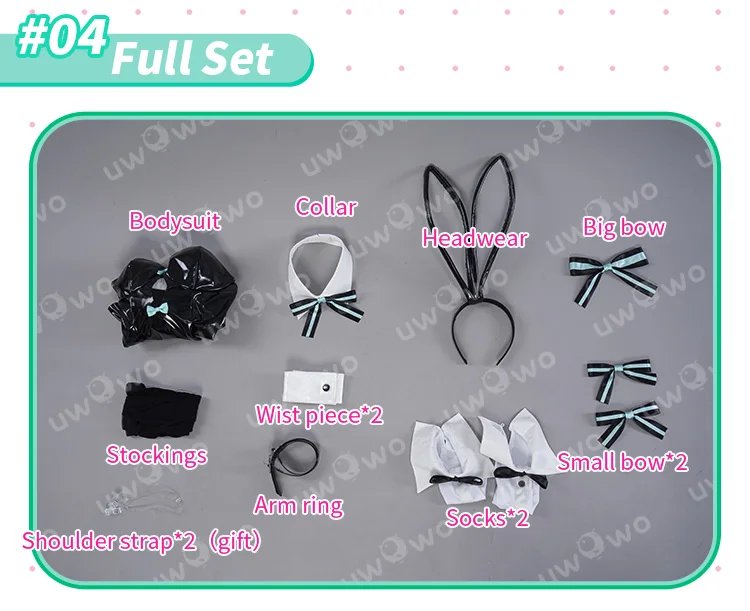 Mikku Bunny Cosplay mit Kopfband Schwarzes Mikku Cosplay Kostüm Bodysuit Karneval Halloween Outfits 3