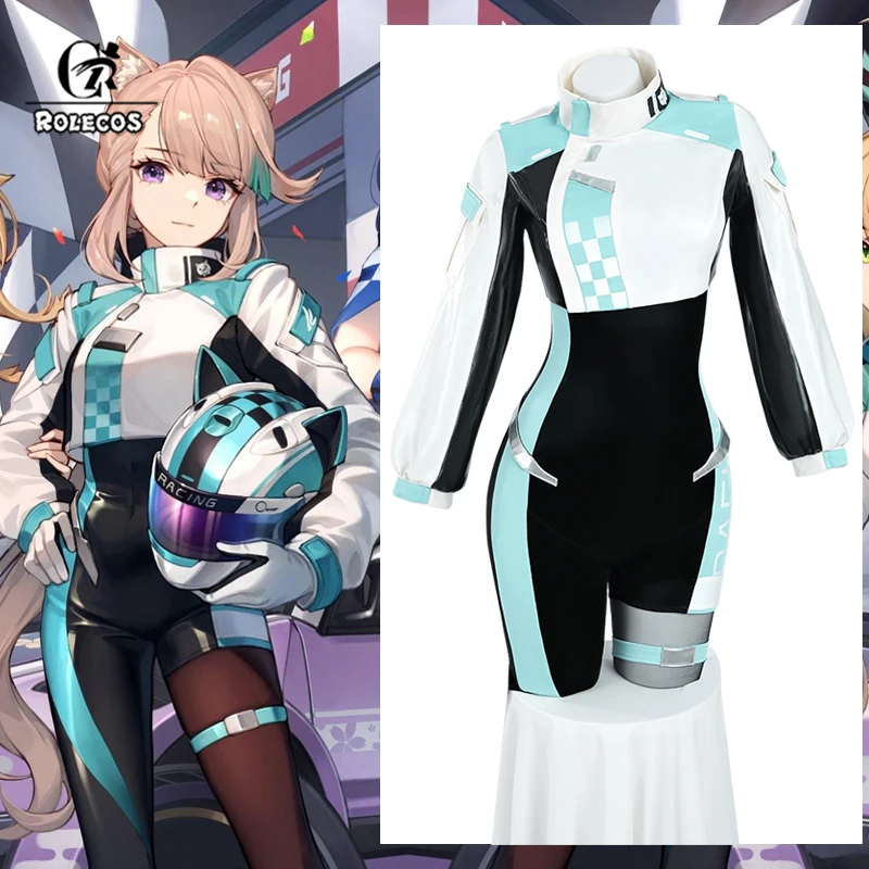 ROLECOS Genshin Impact Lynette Race Suit Cosplay Costume Lynette Queen Suit Roleplay Halloween Sexy Women Uniform Outfit Fullset 1