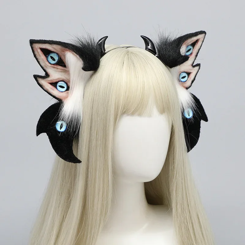 Christmas Halloween Gothic Furry Lolita Devil Horn Headband Wolf Ears Demon Cosplay Handcraft Anime Party Costume Accessories 1