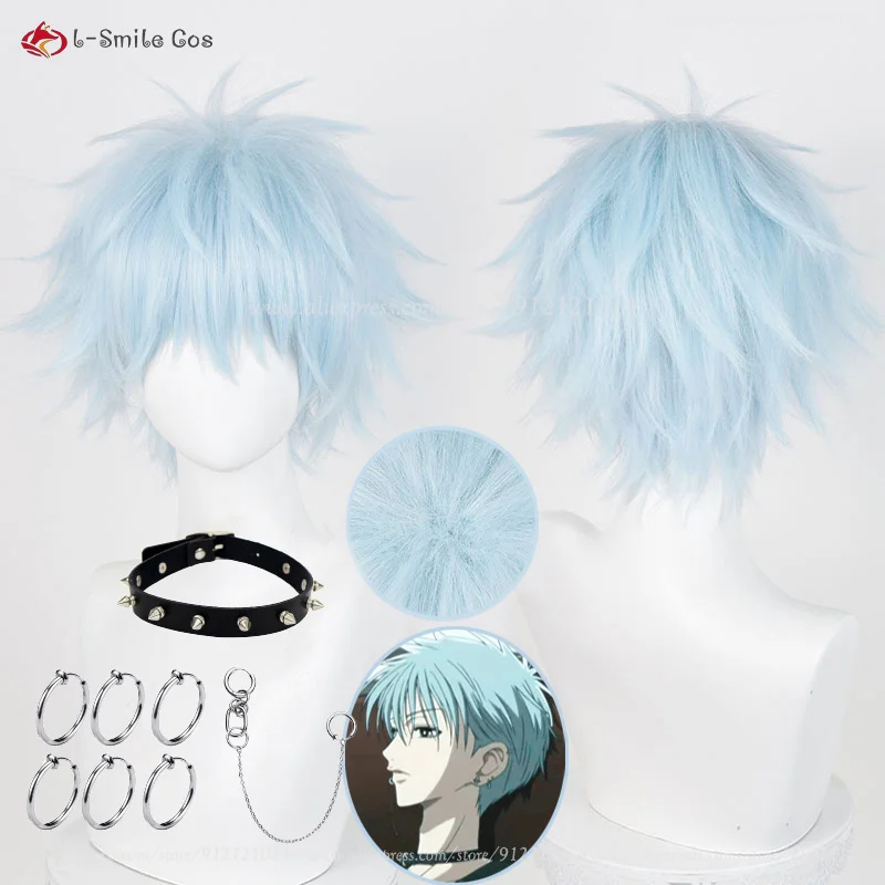 Anime NANA Okazaki Shinichi Cosplay Wig 30cm Light Blue Wig Heat Resistant Synthetic Hair Halloween Party Women Wigs + Wig Cap 1