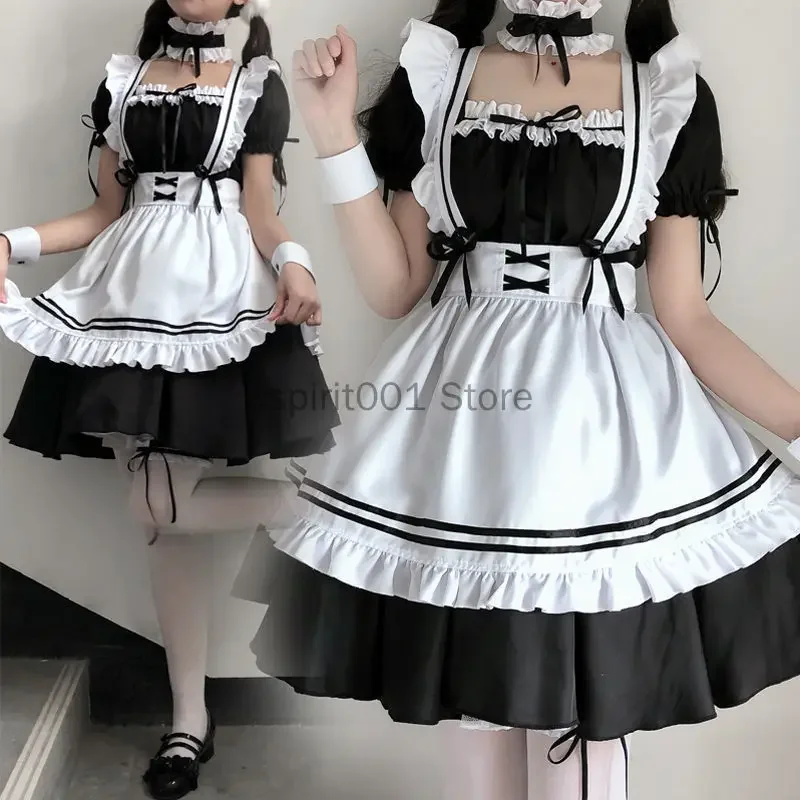 Halloween Anime Cosplay Sweet Lolita Japanese Outfit Cute Maid Costume for Women Black White Dress Clothes Maid Waiter Dresses 1