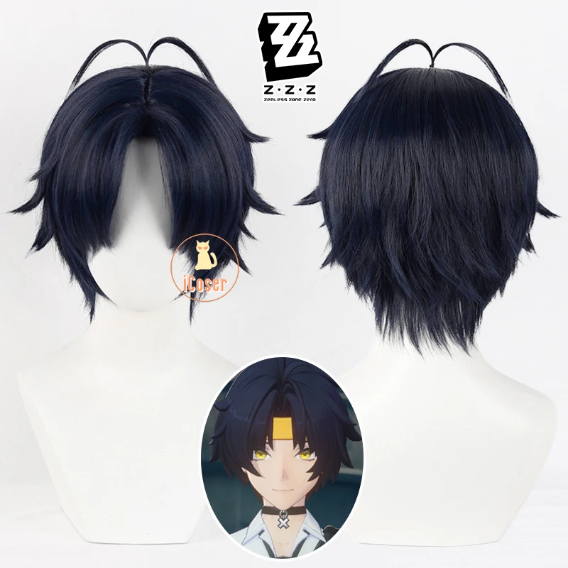 Zenless Zone Zero Harumasa Cosplay Wig Game Dark Blue Short Hair Section 6 Halloween Party for Women Men Role Play Props iCoser 1