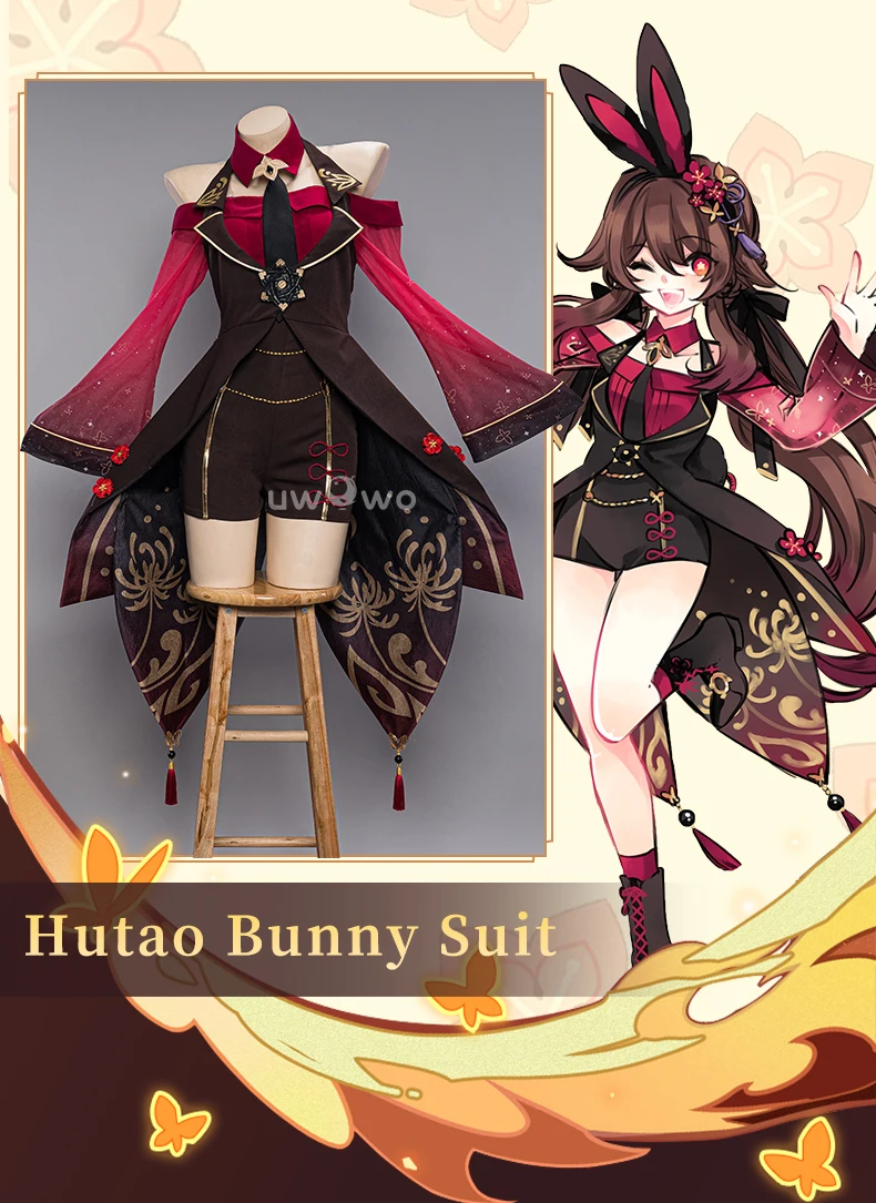 Hu Tao Bunny Suit Cosplay Genshin Impact Fanart Cute Ganyu/Kokomi Halloween Costume 1