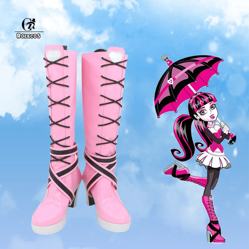 ROLECOS Monster Draculaura High School Anime Cosplay Shoes Boots Christmas Halloween Party Costume Accessories Custom Made 1