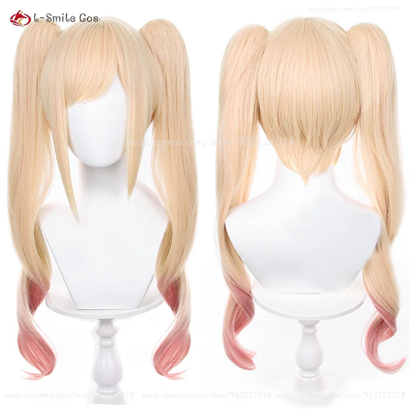 Anime COS Cosplay Maid Kitagawa Marin Kitagawa Cosplay Wig Blonde Pink Ponytail Wig Heat Resistant Synthetic Wig 1