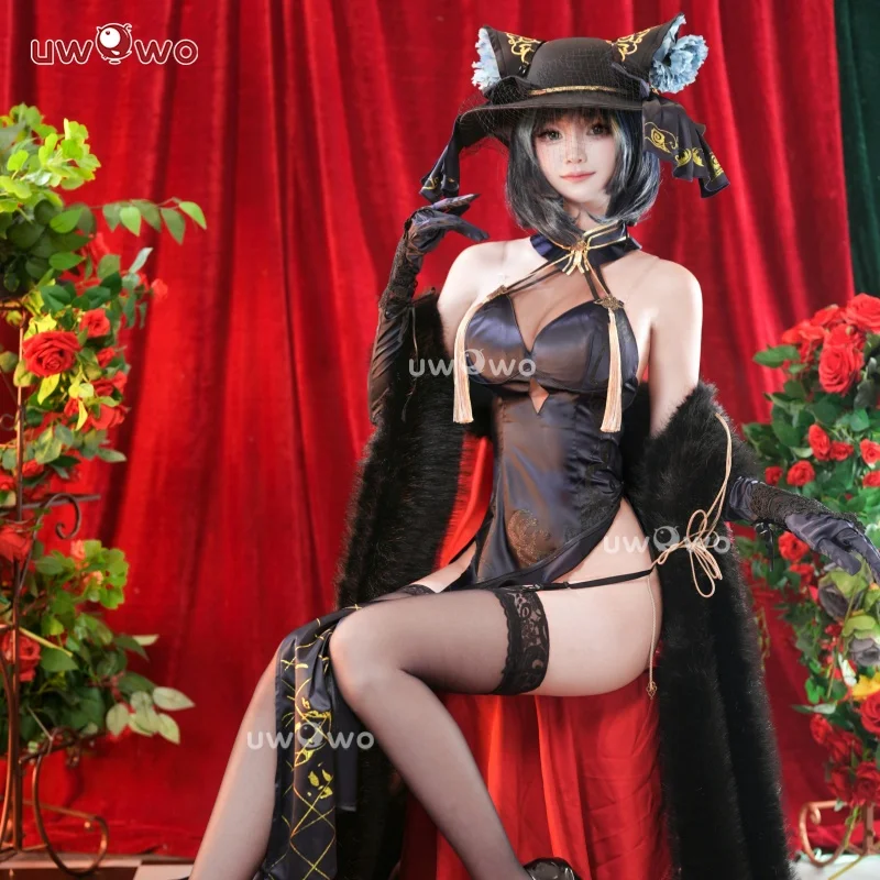 PRE SALE UWOWO Cheshiree Cosplay Game Azur Lanee Cheshiree Cait Sith Crooner Gown Cosplay Costume with shawl Halloween Costume 1