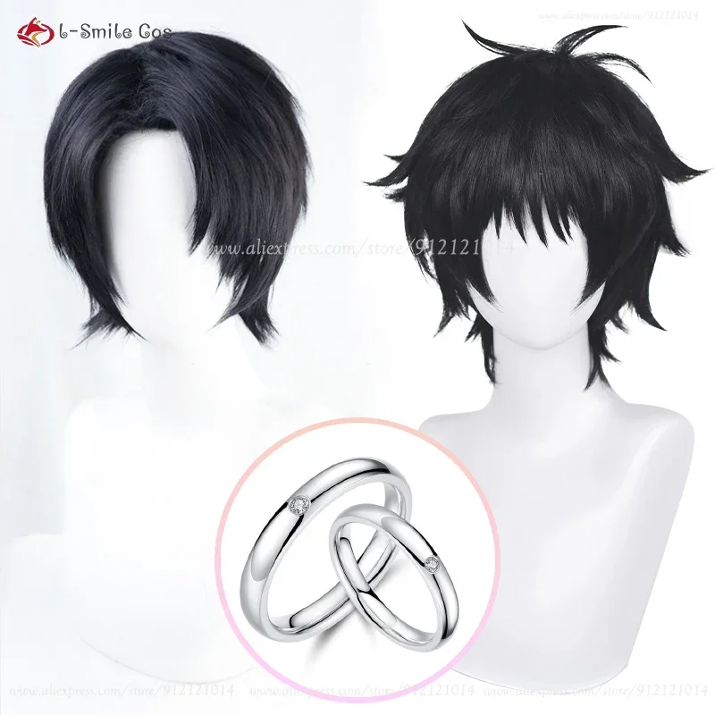 Type 2 Anime Yuuta Okkotsu Cosplay Wig Short Black Okkotsu Yuta Wigs Heat Resistant Synthetic Hair Halloween Accessory Wig Ring 1