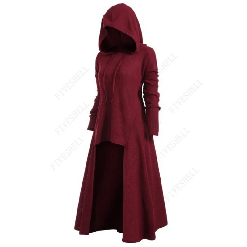 Women's Autumn Evening Party Dress Hooded Cloak Knight Medieval Gothic Costume Cosplay 3