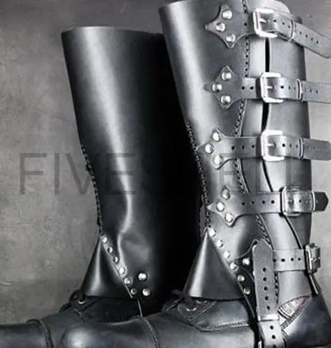 Halloween Mittelalter Lederbeinschützer Stiefel Rüstung Ritter Kostüm Strap Puttees 11