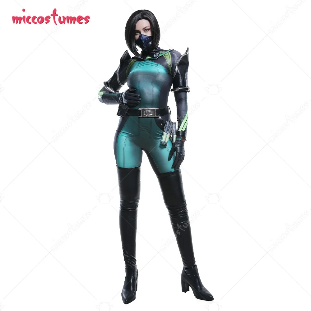 Elastisches Schlangenassassinen Cosplay Kostüm Viper Jumpsuit mit Gesichtsbedeckung Accessoires 2
