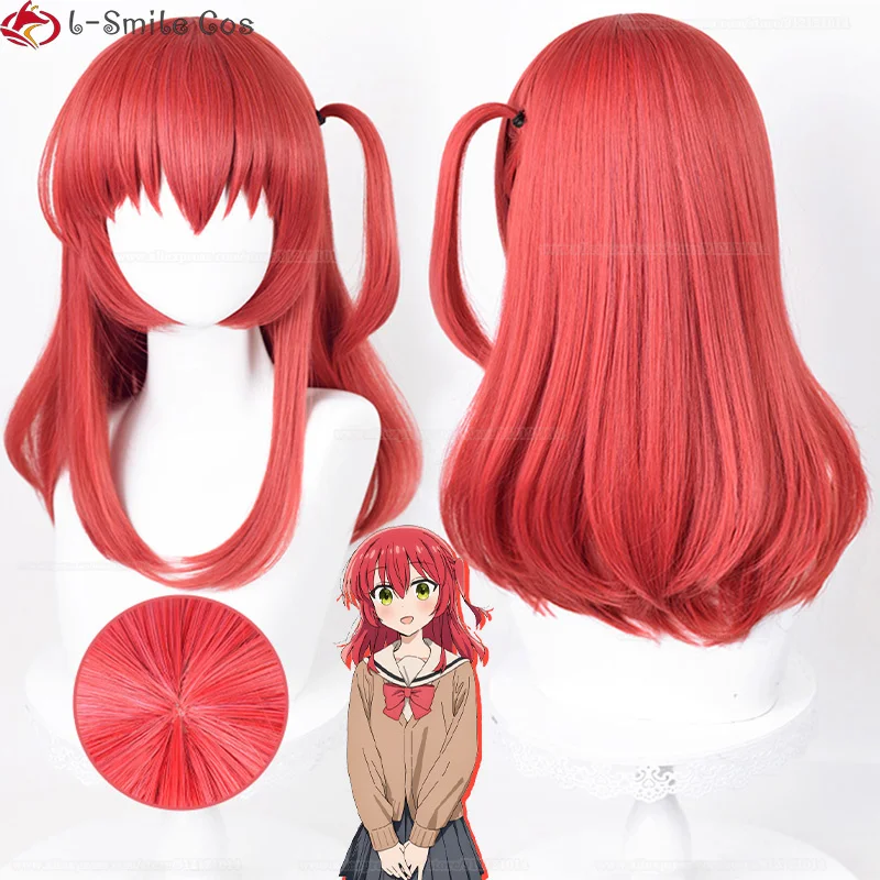 Anime Kita Ikuyo Cosplay Wig 50cm Short Red Kita Ikuyo Women Hair Heat Resistant Synthetic Party Wig + Wig Cap 1