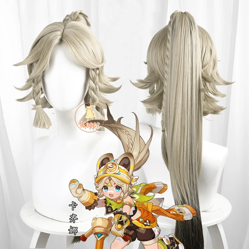 Genshin Impact Kachina Cosplay Wig Blonde Long Hair Ponytail Nanatzcayan Natlan Children of Echoes Halloween Party Women iCoser 1