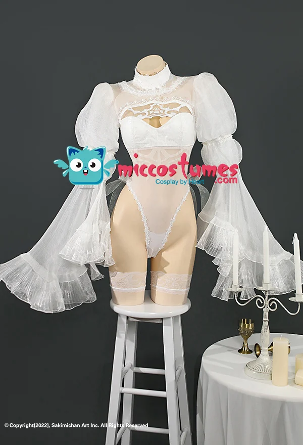 2B Hochzeitskleid Cosplay Kostüm mit Schleier und Handschuhen für Frauen Braut Cosplay 7