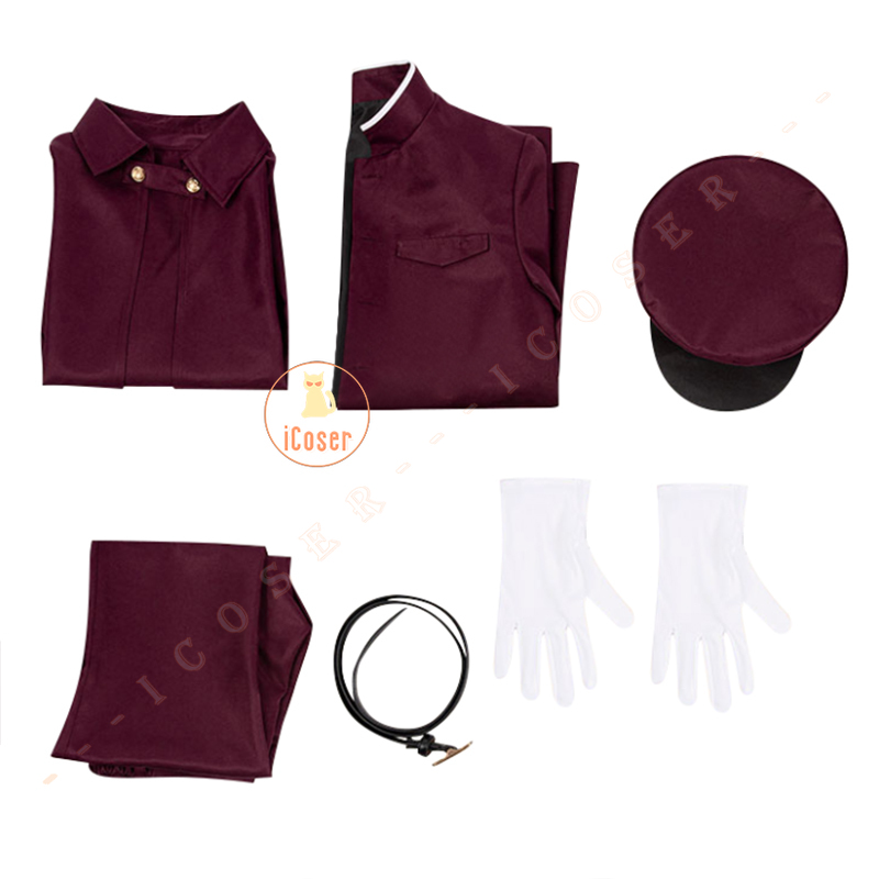 Anime Bungo Stray Dogs Tetcho Suehiro Cosplay Kostüm Rot Uniform Mantel Hut Halloween für Frauen Männer 7